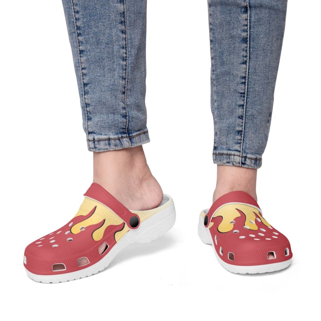 kyojuro demon slayer custom clogs 3 - Anime Shoes UK Store