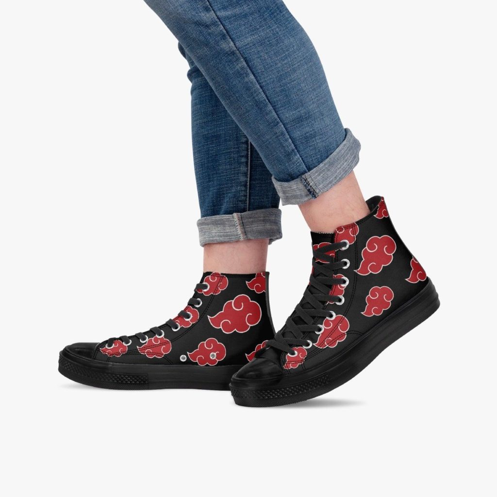 naruto akatsuki premium all black high top canvas shoes 8 - Anime Shoes UK Store