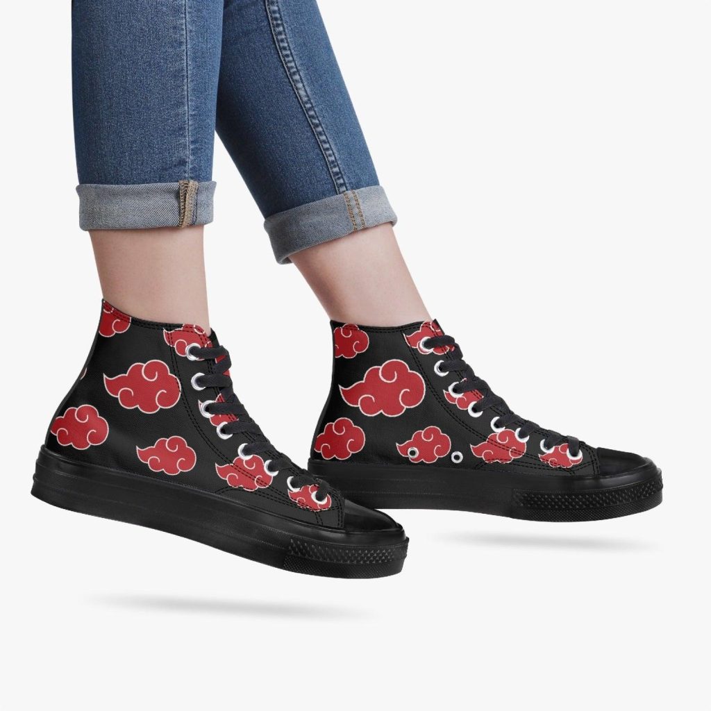 naruto akatsuki premium all black high top canvas shoes 9 - Anime Shoes UK Store